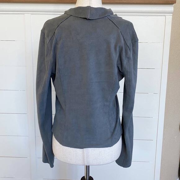 BLANKNYC Drape Front Faux Suede Asymmetrical Zip Jacket Grey XS - Picture 4 of 14